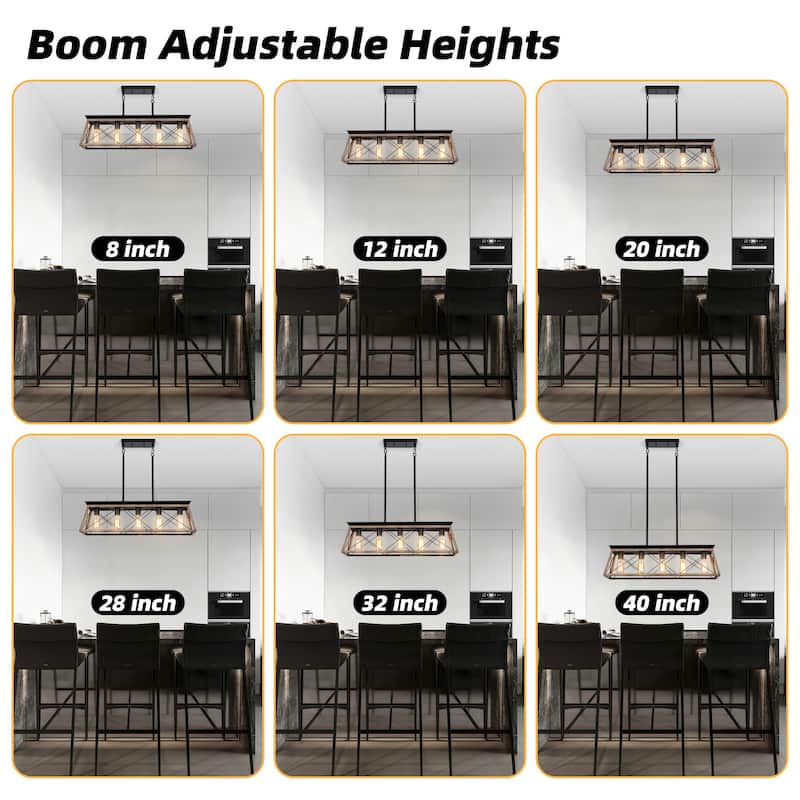 Mateo 31.5 in. 5-Light Farmhouse Chandelier Light with Caged Metal Shade