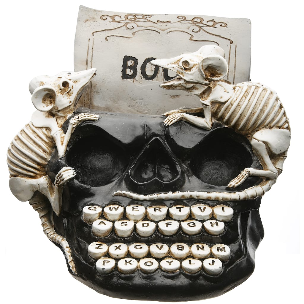 National Tree Company Halloween Skull Shaped Typewriter Decoration, 8 Inches
