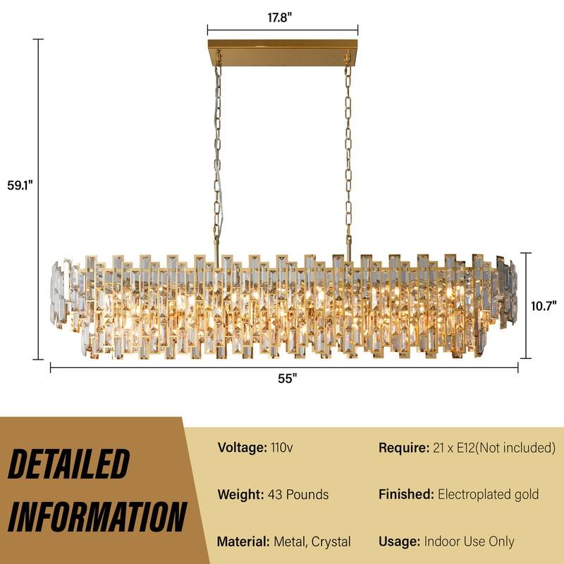 KAYLA 24in Chandelier 10-Light Crystal Chandelier