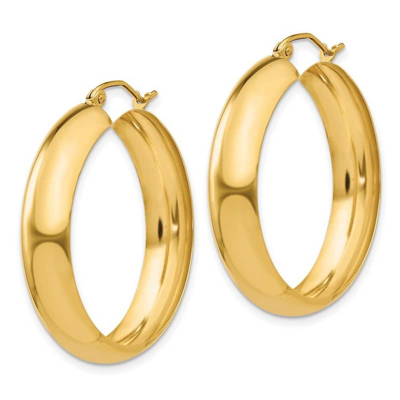 Curata 14k Yellow Gold Polished Wide Flat 29x6mm Hoop Earrings