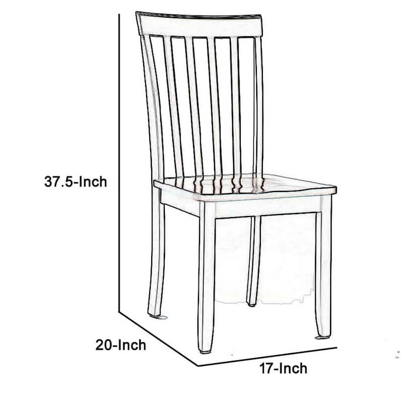 Wooden Dining Chairs Set of 2 with Brown and Black Slatted Backrest, Kitchen Accent Seating - 18