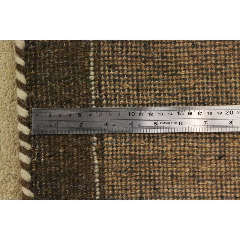 Hand Knotted Oriental 100% Wool Carpet Modern Solid Beige & Ivories Gabbeh Area Rug - 11' 8'' X 8' 3''