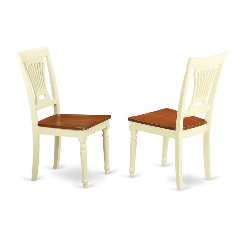 HomeStock 7-Piece Buttermilk and Cherry Finish Solid Wood Top Dining Table with 6 Chairs with Lattice Back