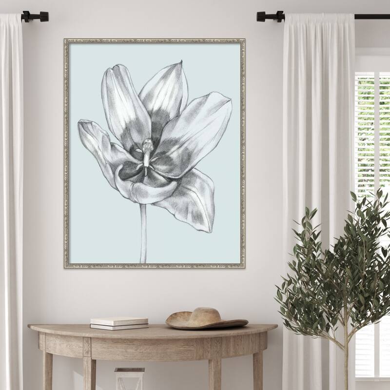 Silvery Blue Tulips No. 2 by Jennifer Goldberger Wood Framed Wall Art Print