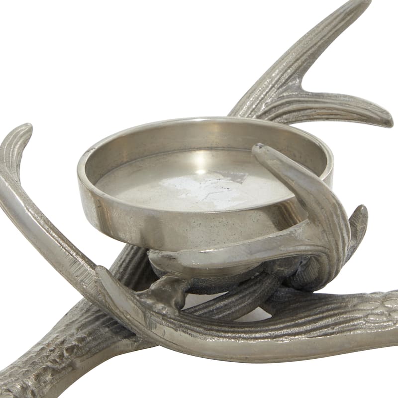 Aluminum Metal Antler Decorative Candle Holder - Silver - Roche River Decor