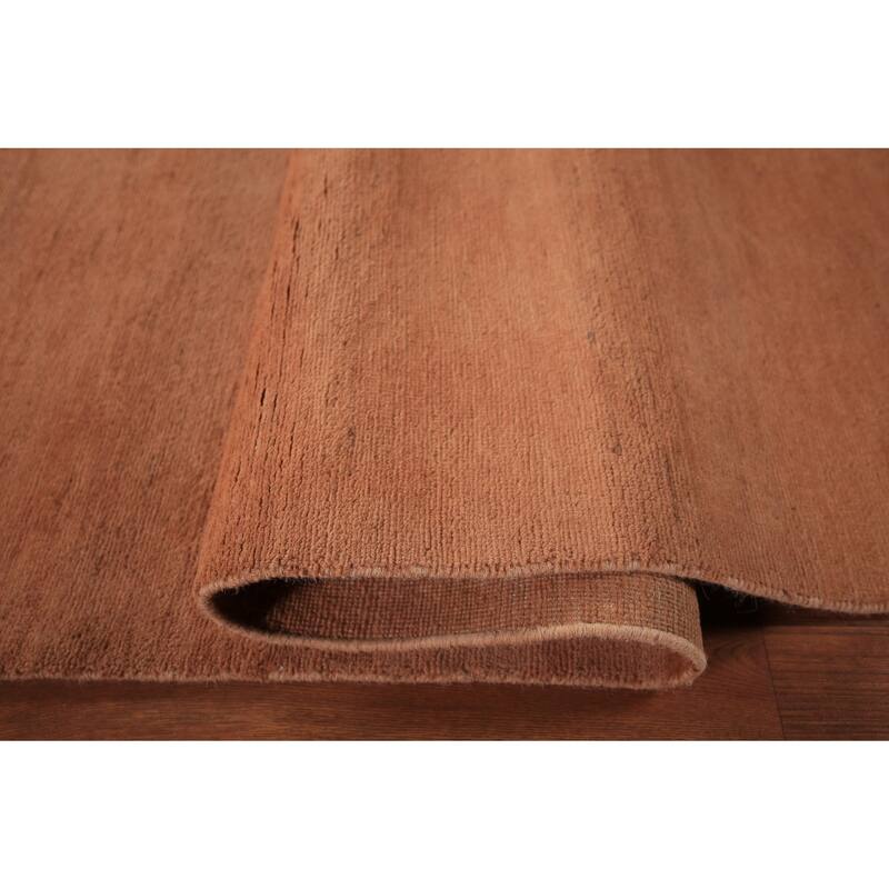 Orange Modern Gabbeh Area Rug Hand-Knotted Wool Carpet - 6'8" x 9'9"