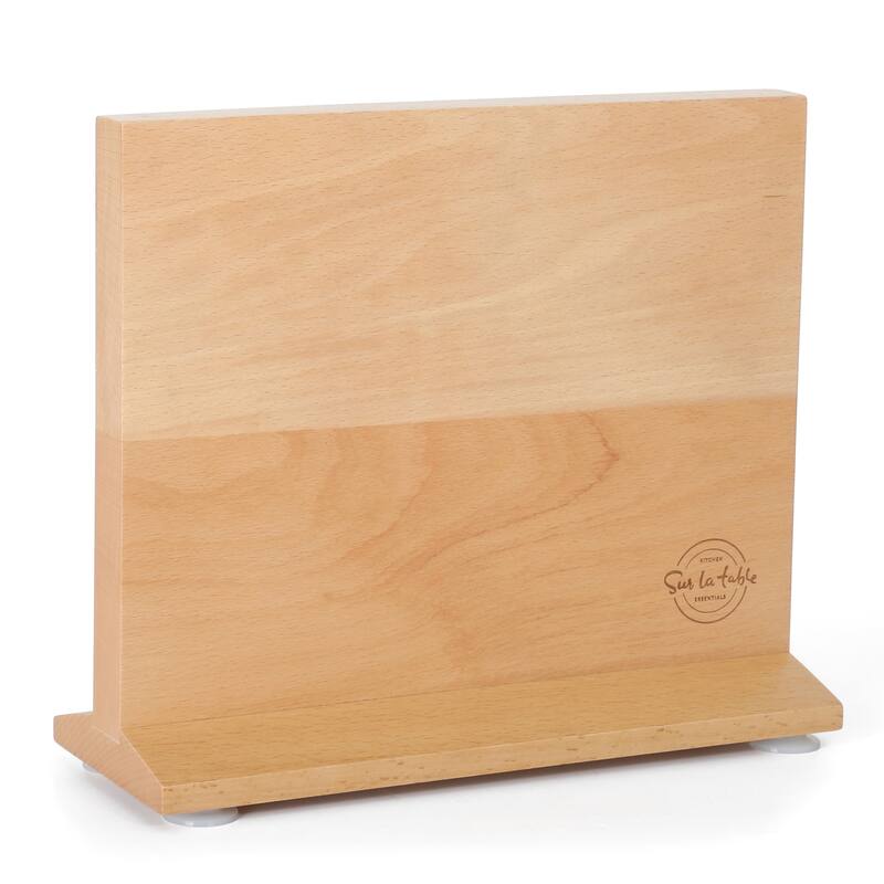 Sur La Table Kitchen Essentials 5 Piece German Steel Blade With Triple Riveted Handle Set on Beechwood Magentic Block