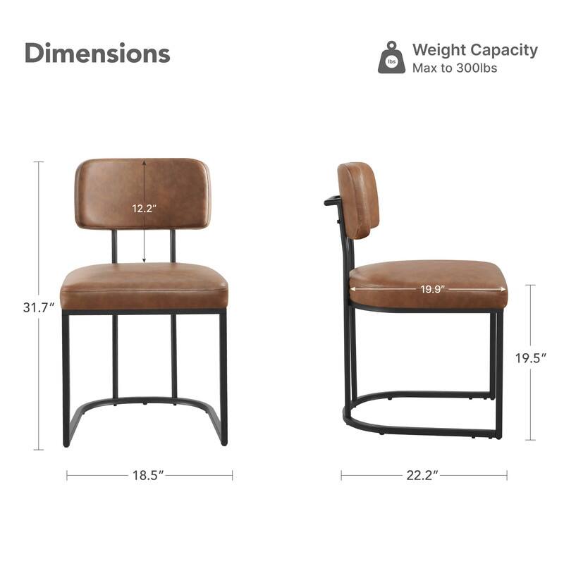 Spruce & Spring Arthur Dining Chair Set with Brass or Black Frame