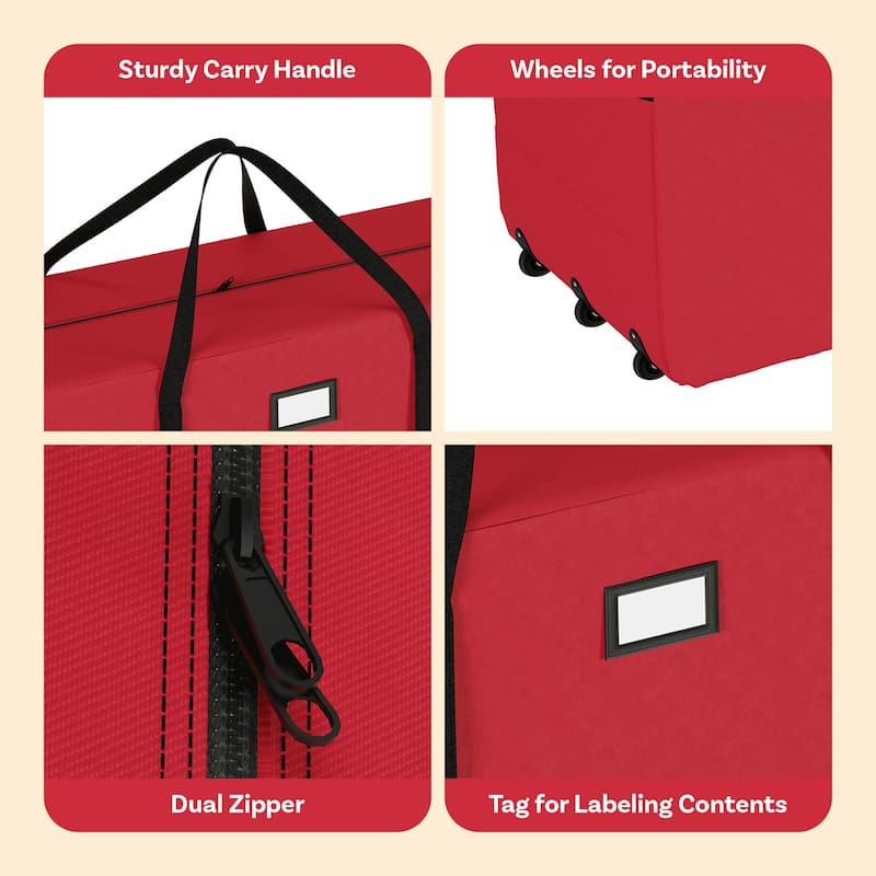 Rolling Christmas Tree Storage Bag- For 12 FT Artificial Trees-Green Canvas Duffel with Wheels by Hastings Home