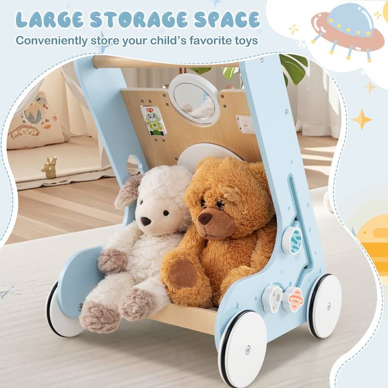 Gymax Wooden Baby Walker Push & Pull Learning Activity Center w/