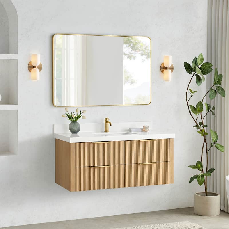 Barcelona Floating Bath Vanity with Quartz Stone Top without Mirror