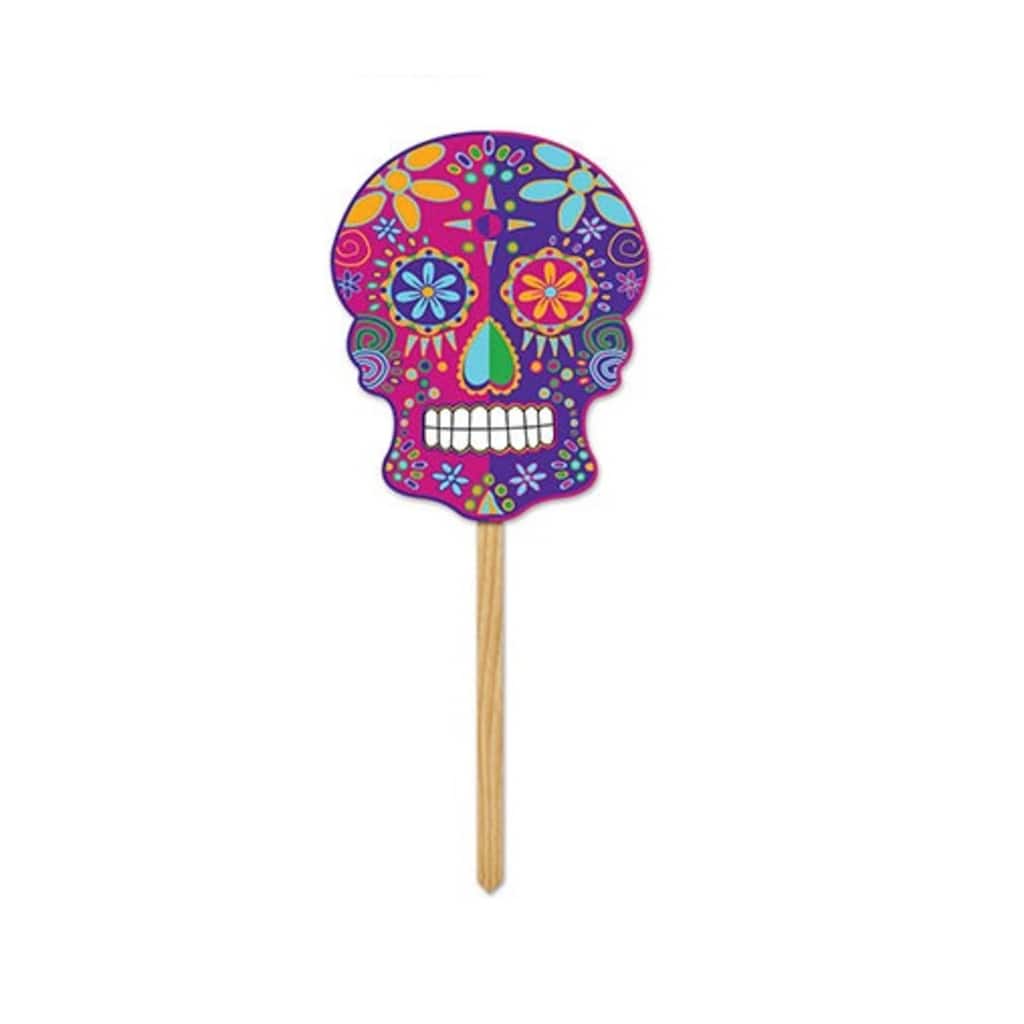 6 Vibrantly Colored Day of The Dead Yard Sign Halloween Decor 11.5"