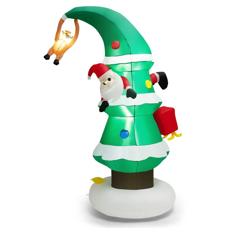 Gymax 8FT Christmas Inflatable Tree & Santa Claus Yard Decor w/ Air - See Details