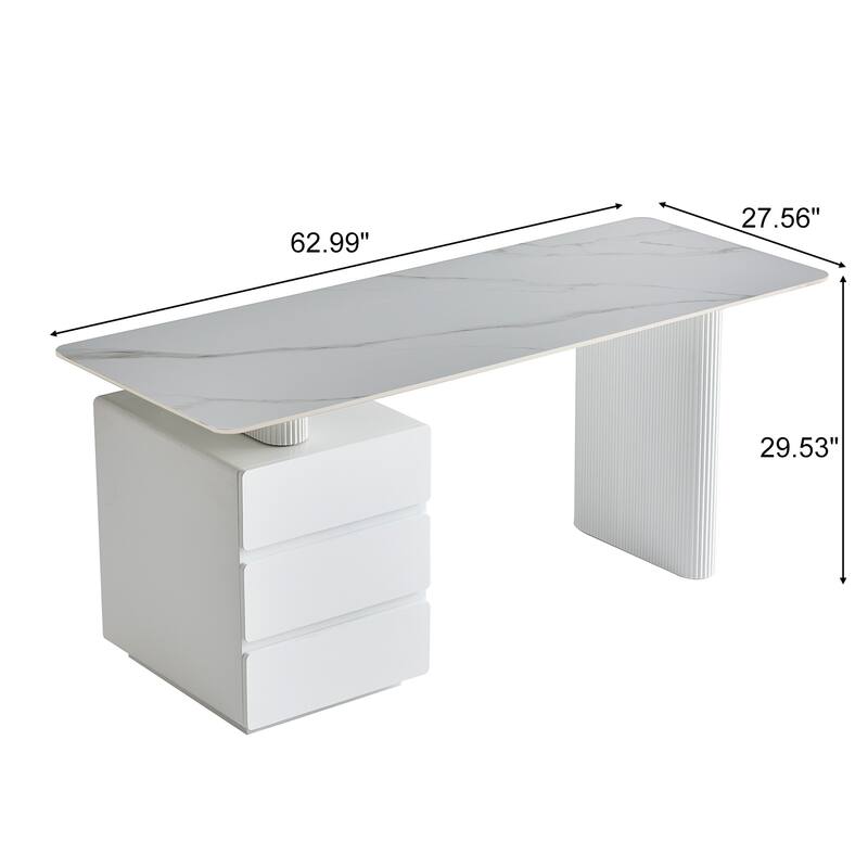 Rectangular Writing Desk Computer Desk, Home Office Desk, Faux Marble Top