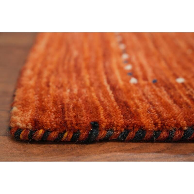 Hand Knotted Oriental 100% Wool Carpet Tribal Animal Pictorial Oranges & Rust Gabbeh Area Rug - 4' 0'' X 2' 2''