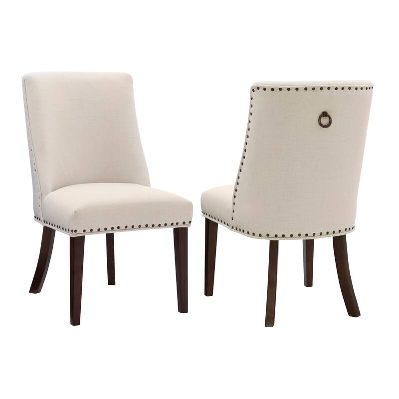 Linon Allard Modern Dining Chairs with Espresso Legs (Set of 2) - Beige