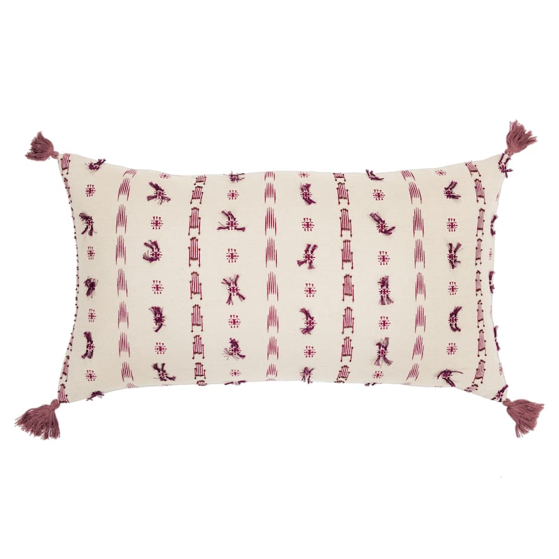 Rizzy Home Transitional Decorative Pillow Cover 14"x26" - Berry