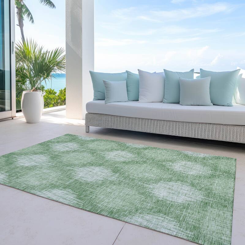 Machine Washable Indoor/ Outdoor Chantille Contemporary Geo Rug - Mint - 2'6" x 3'10"