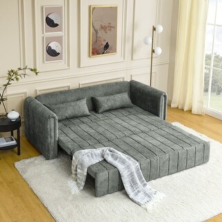 3 in 1 Pull-Out Sleeper Bed Convertible Futon Sofa Bed Velvet ...