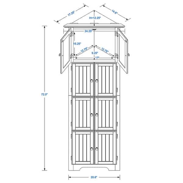 Tall Triangle Storage Cabinet with Doors and 4 Shelves - Bed Bath ...
