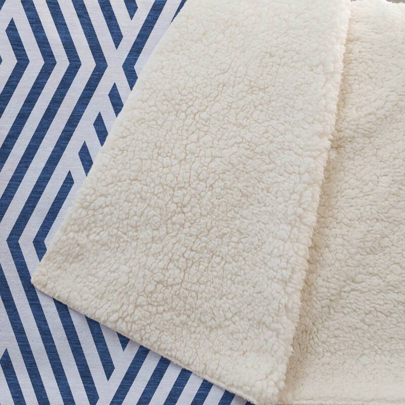 Premium Machine Washable Contemporary Geo Sherpa Throw Blanket