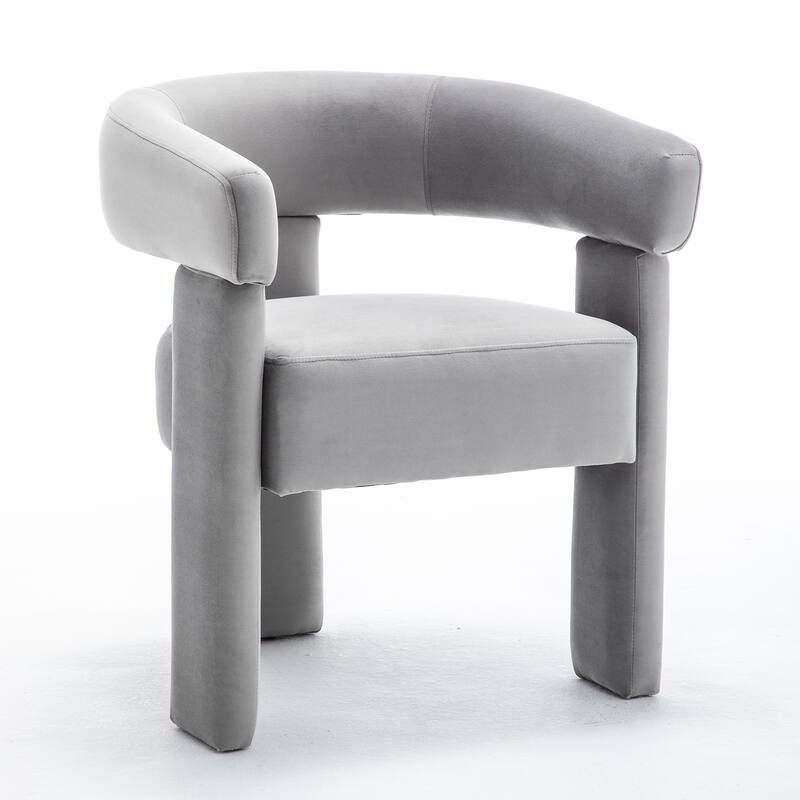 SEYNAR Modern Velvet Accent Chair, Upholstered Barrel Armchair with Curved Back and Thickened Padded Seat