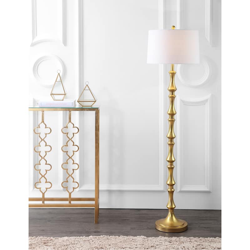Serena 62.5" Metal LED Floor Lamp, Gold by JONATHAN Y - Gold Leaf - 62.5" H x 16" W x 16" D