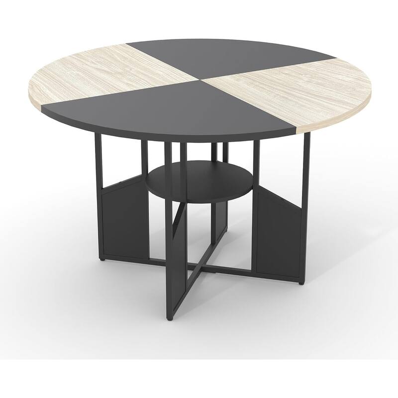 59" Round Dining Table for 4–6, Wood Pedestal Kitchen Table with Adjustable Feet, Farmhouse Style for Dining Room