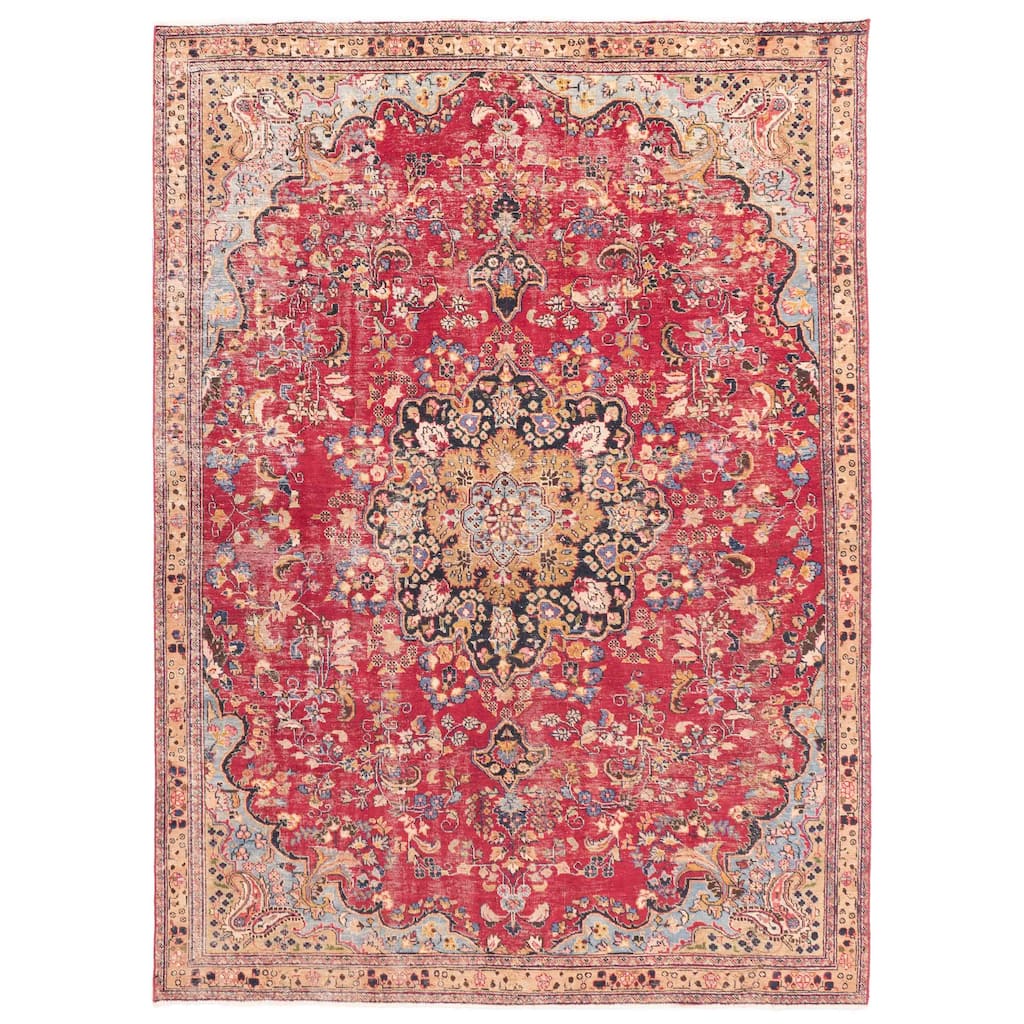 ECARPETGALLERY Hand-knotted Antalya Vintage Dark Red Wool Rug - 7'3 x 9'11