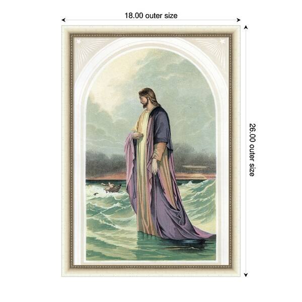 Jesus Walking On The Water Framed Mounted Canvas Wall Art Print - Bed ...
