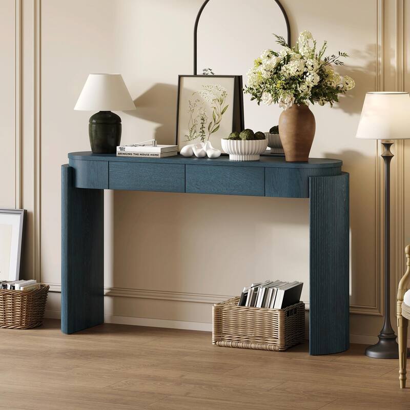 Entryway Table with Natural Wood Grain Finish - Navy