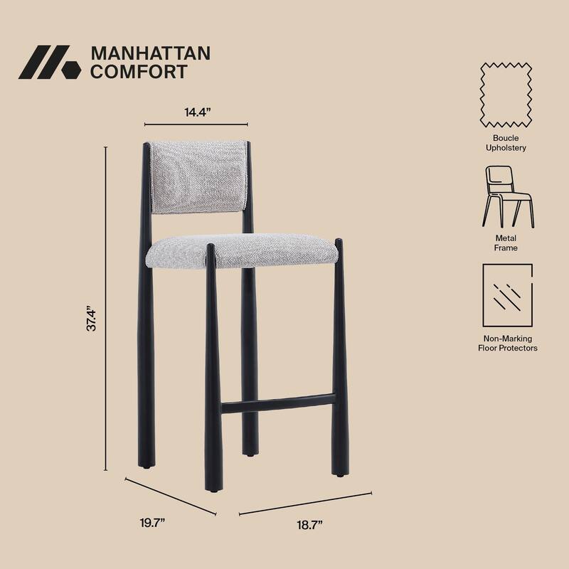 Manhattan Comfort Lennor Metal Boucle Counter Stool