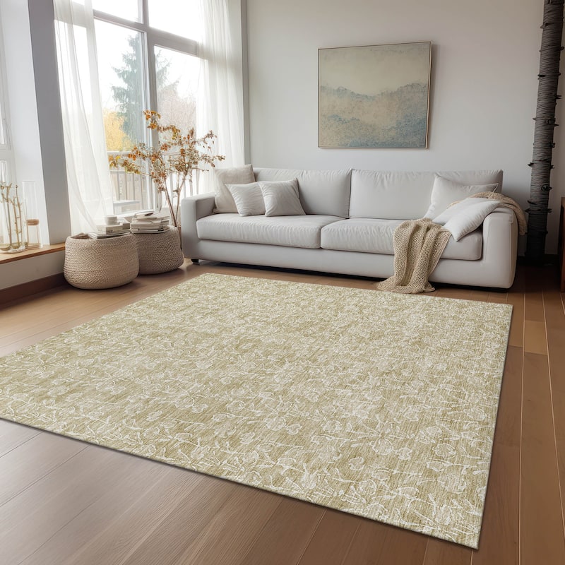 Machine Washable Indoor/ Outdoor Chantille Modern Floral Impressions Rug