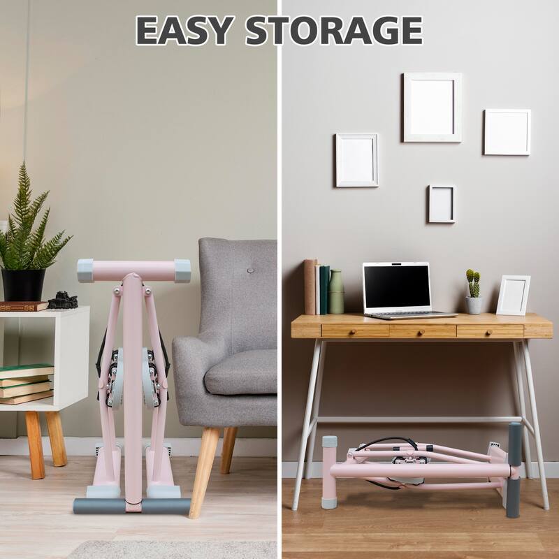 Foldable Ski Machine Home Trainer Adjustable Pedals & Handrails - 44 x 11.5 x 22-36 inches