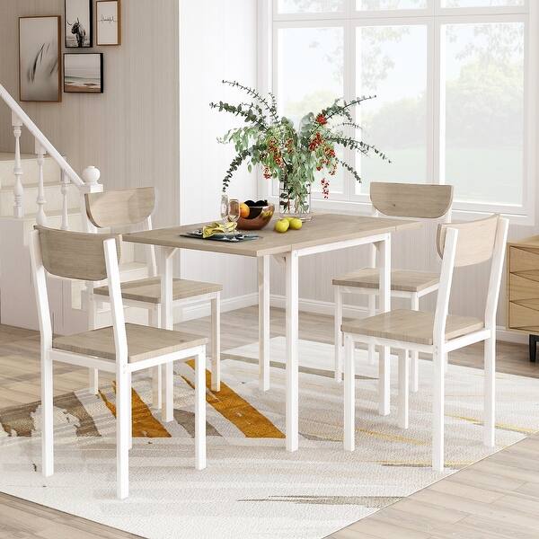 Nestfair 5-Piece Light Grey Dining Set with 4 Chairs - Bed Bath ...