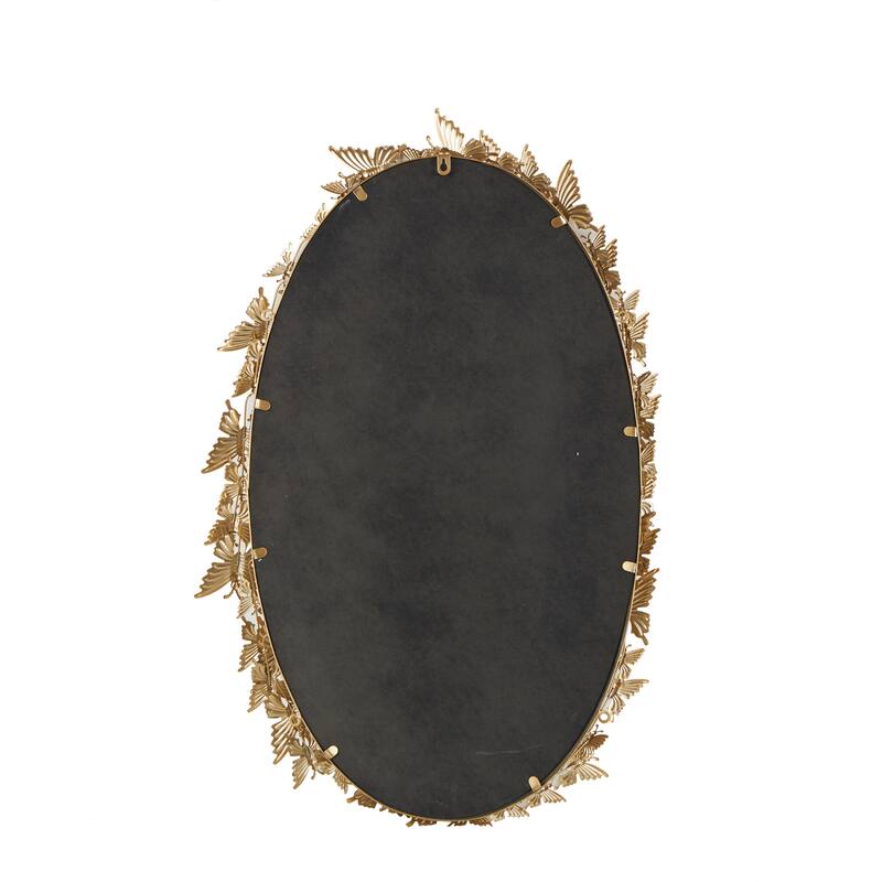 Metal Butterfly Oval 3D Wall Mirror - Gold - Roche River Decor - 5"Wx19"Lx33"H