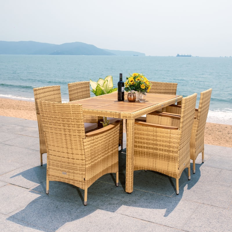 SAFAVIEH Outdoor Patio Furniture Agne Dining Set - 59Wx35Dx29H
