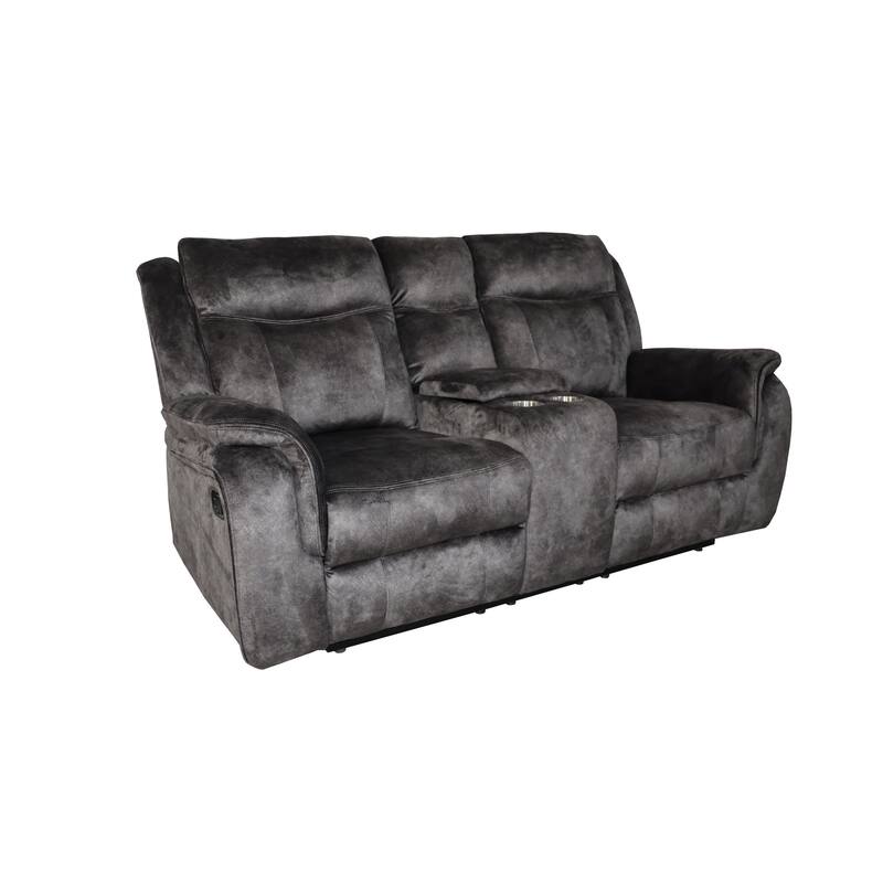 Harbor 73 Inch Loveseat, Power Recliners, Console, Gray Faux Suede
