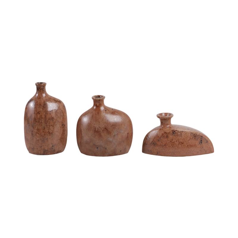 Stoneware Decorative Vases Sleek Sculptural Design Modern (Set of 3)