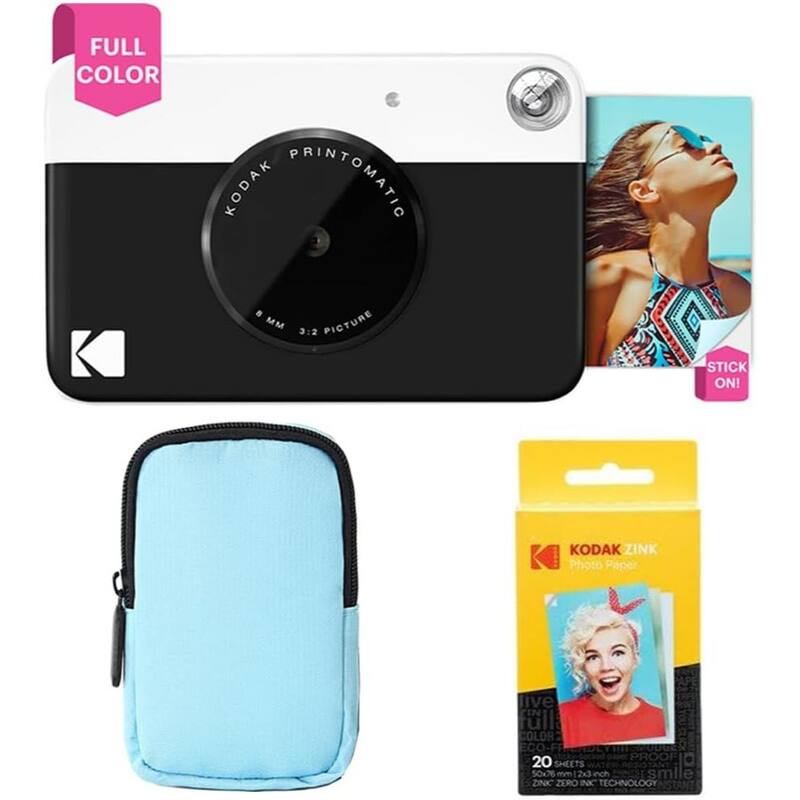 Kodak Printomatic Instant Print Camera Bundle with Blue Soft Case & 20-Pack Zink Photo Paper - N/A - Pink