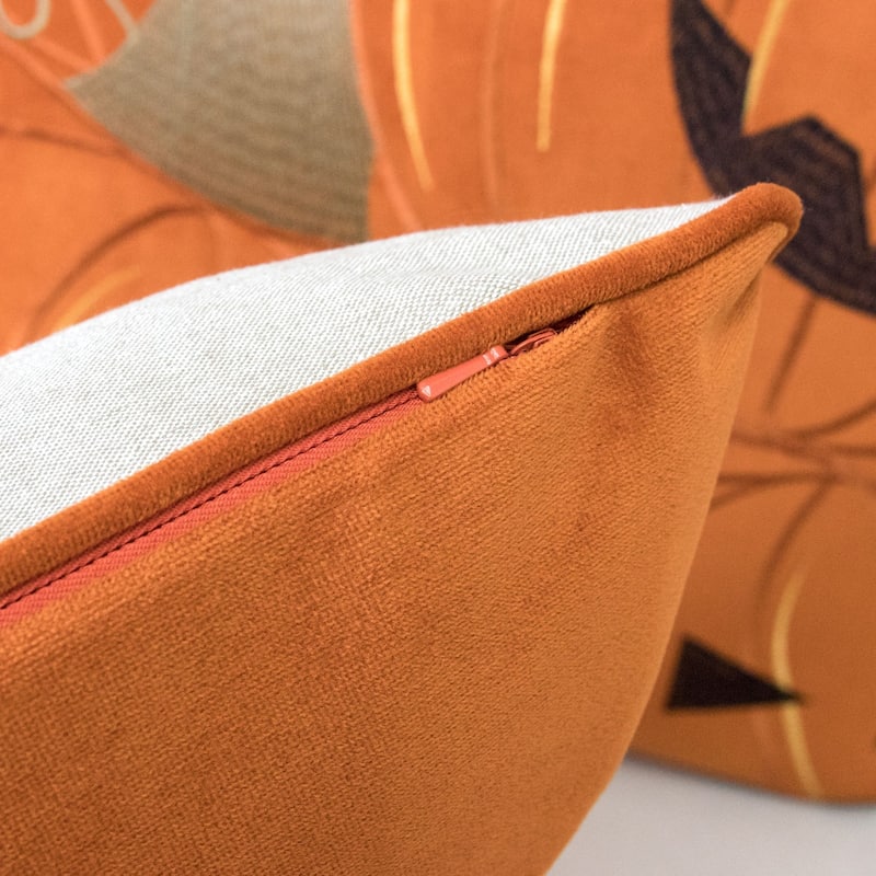 Happy Halloween Pumpkin Linen Polyester 20"x20" Natural Orange Throw Pillow with Insert