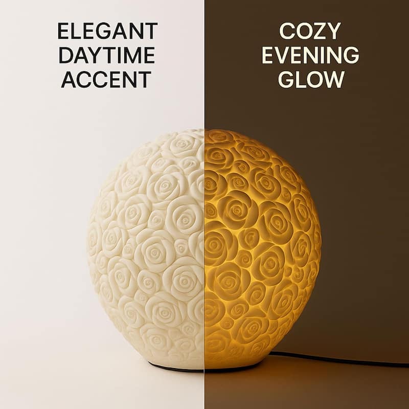 Rose Ball Lamp Sculpted Sandstone Table Lamp Ambient Home Lighting