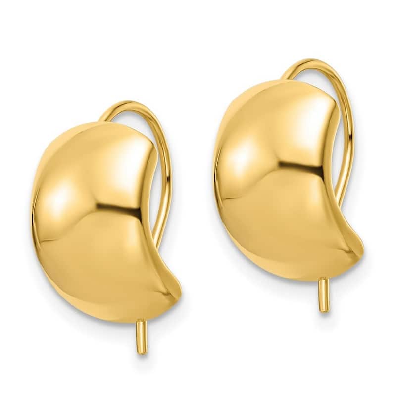 Curata 14k Yellow Gold Polished Domed Half Hoop Hook Earrings 15.6x10mm