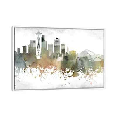 iCanvas "Seattle Skyline" by WallDecorAddict Framed Canvas Print