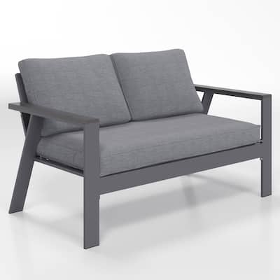 Patio Aluminum Loveseat with Cushions