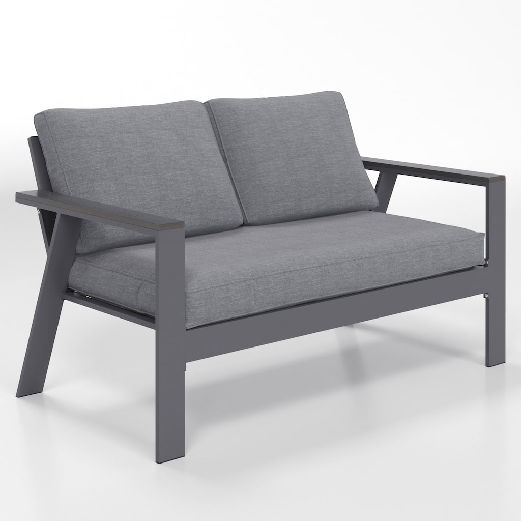 Patio Aluminum Loveseat with Cushions