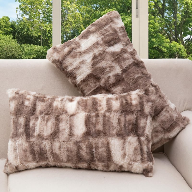 Cheer Collection Set of 2 Decorative Faux Fur Throw Pillow