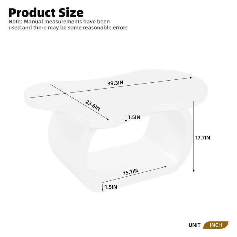 Modern Cloude Coffee Table with Curved Legs, Cream Style Irregular End Table with Curved Legs, Unique Design Accent Table