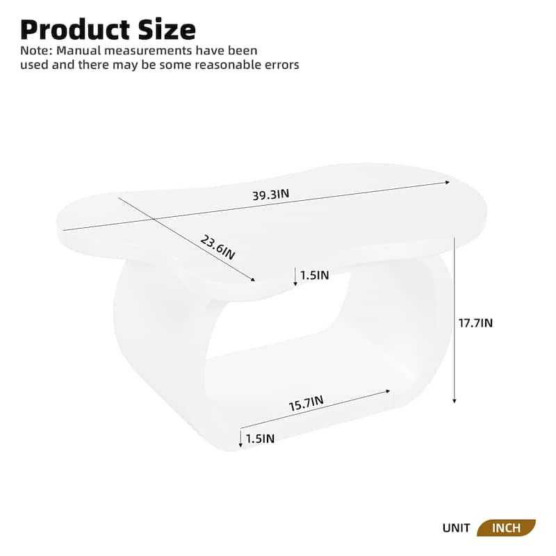 Rregular Coffee Table Cloud Shaped Table, Modern Wood Center Tables with Curved Legs for Apartment, Living Room