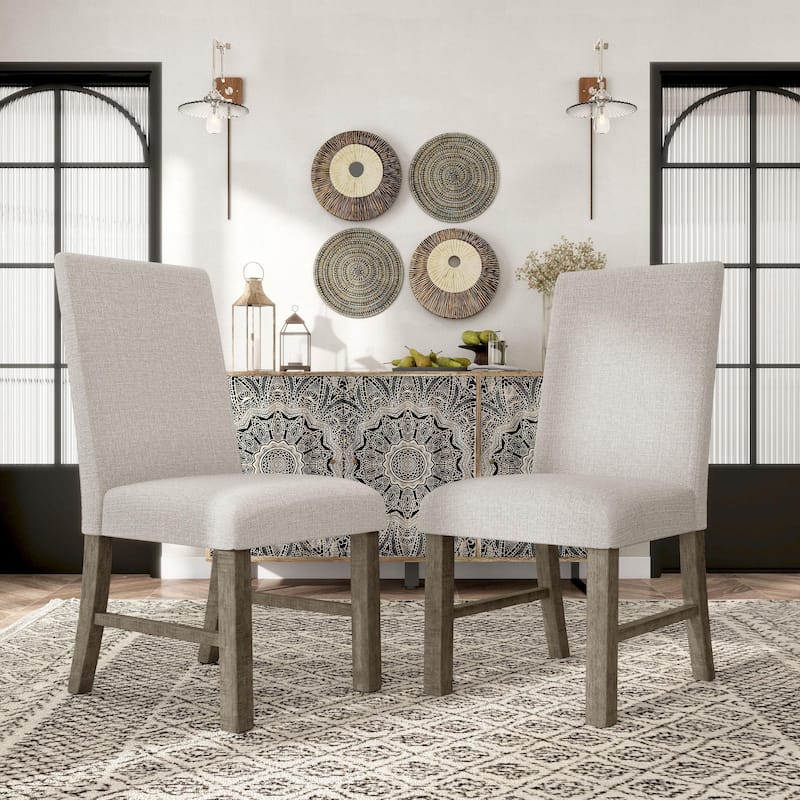 Jusk Rustic Grey Fabric Upholstered Seats Side Chairs by Furniture of America (Set of 2) - Grey